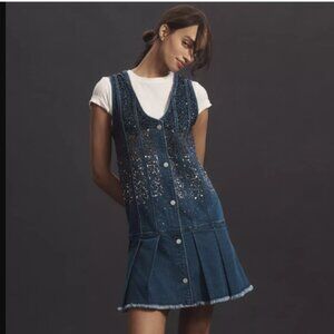 NWT Pilcro (Anthropologie) Sparkle Denim Button-Front Mini Dress, Small